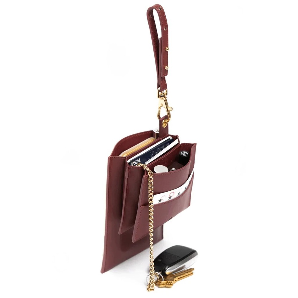 Bag Branch 3 Pocket Organizer Handbag Plum Vegan Leather Clutch